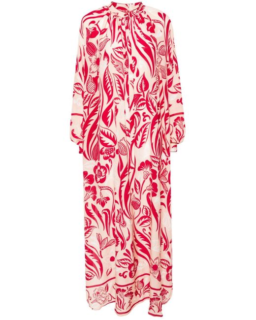 For Restless Sleepers Printed Crepe De Chine Long Dress