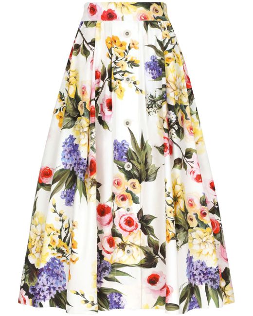 Dolce & Gabbana Printed Cotton Midi Skirt