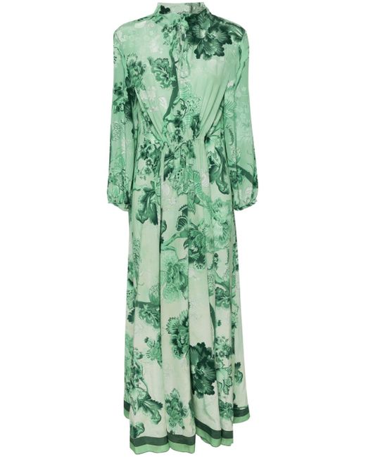 For Restless Sleepers Printed Crepe De Chine Long Dress