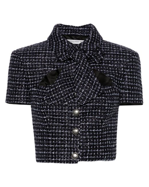 Alessandra Rich Checked Tweed Cropped Jacket