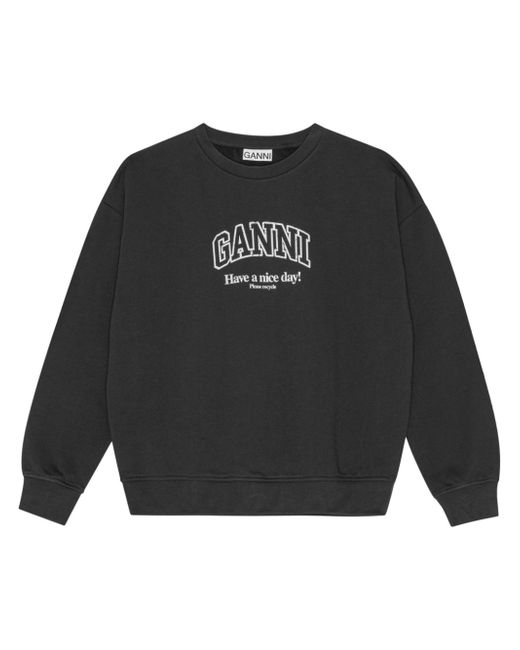 Ganni Logo Organic Cotton Sweatshirt