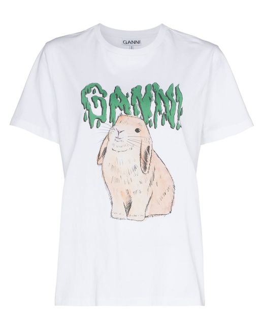 Ganni Bunny Print Cotton T-shirt