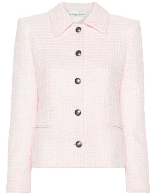 Alessandra Rich Sequin Checked Tweed Jacket