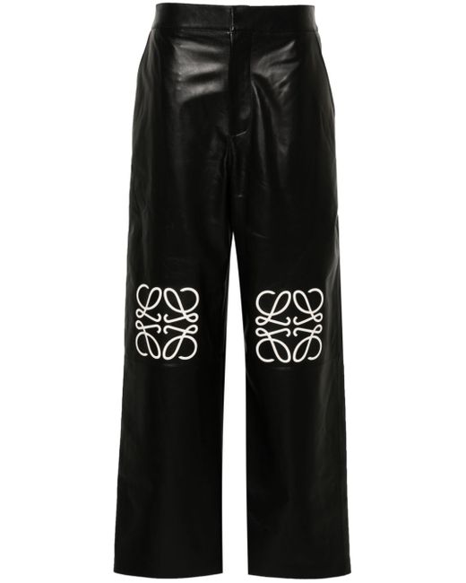 Loewe Anagram Baggy Leather Trousers