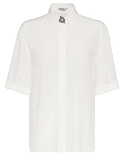 Brunello Cucinelli Short-sleeve Silk Shirt