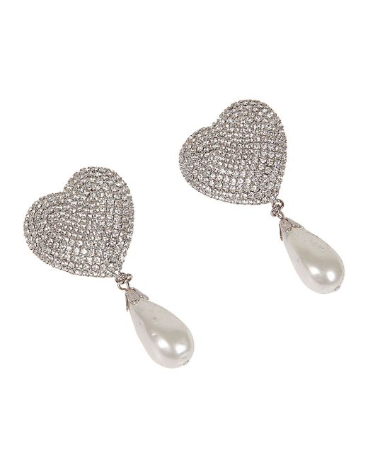 Alessandra Rich Heart-shaped Crystal Earrings