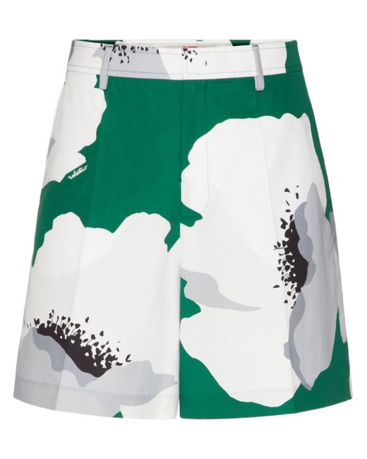 Valentino Flower Portrait Cotton Shorts