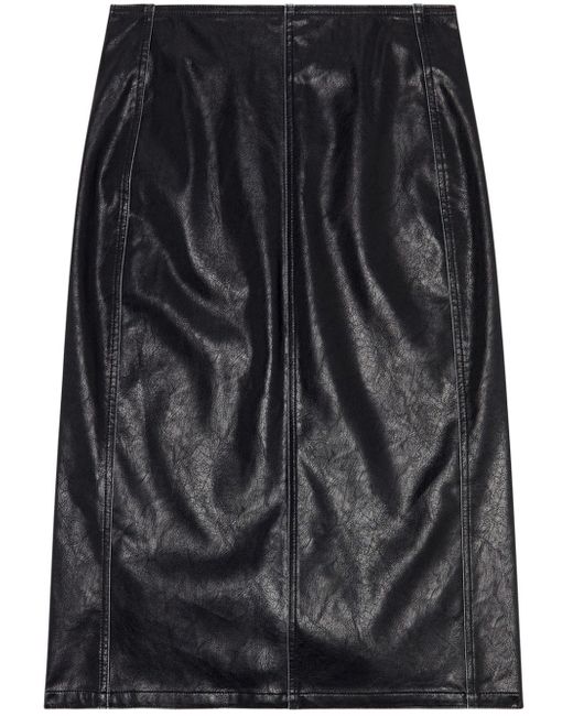 Diesel Leather Effect Midi Skirt