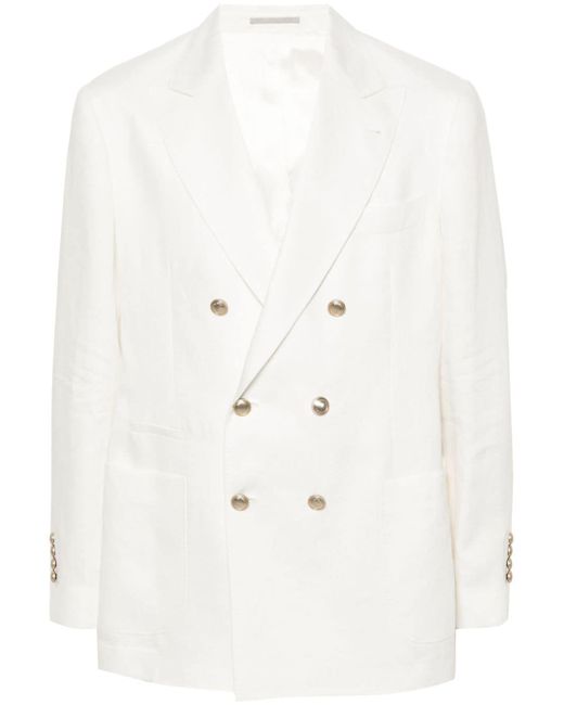 Brunello Cucinelli Linen Single-breasted Blazer Jacket