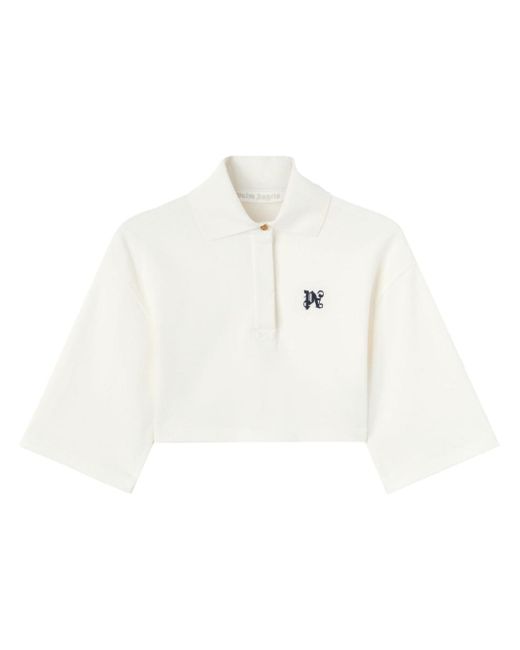 Palm Angels Monogram Cropped Polo Shirt