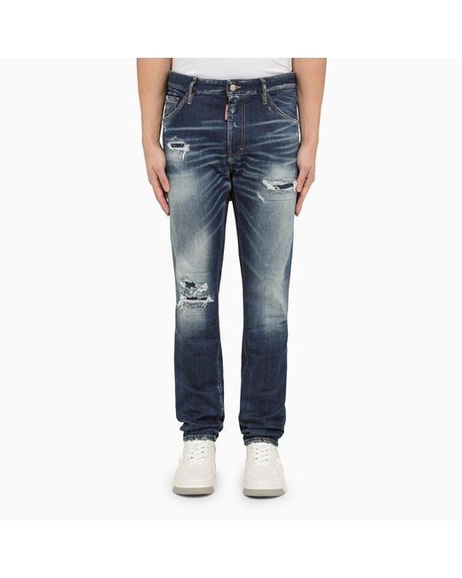 Dsquared2 Regular washed denim jeans with wear