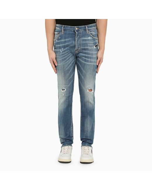 Dsquared2 Regular washed denim jeans with wear