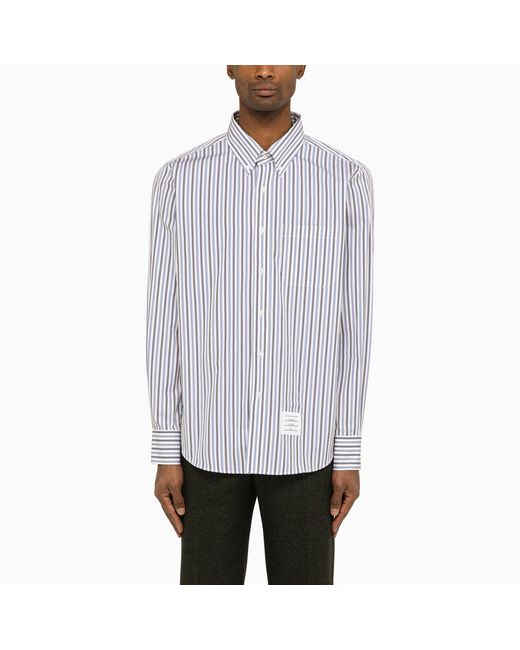 Thom Browne Navy/white striped poplin shirt
