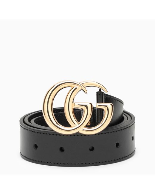 Gucci Black belt with double GG buckle