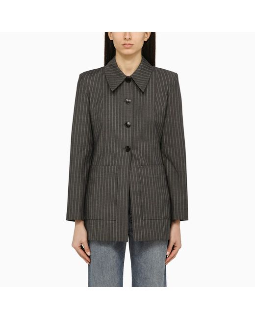 Ganni Single-breasted jacket with stripes