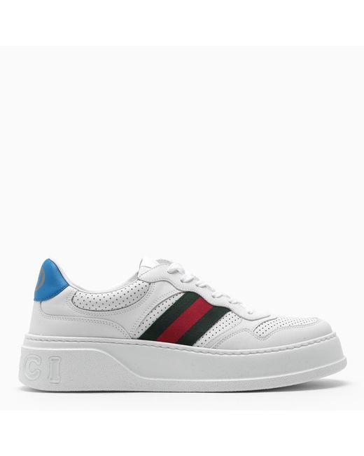 Gucci White low sneakers with Web tape