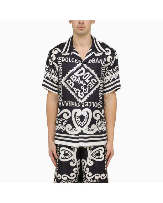 Dolce & Gabbana Hawaii shirt with navy print