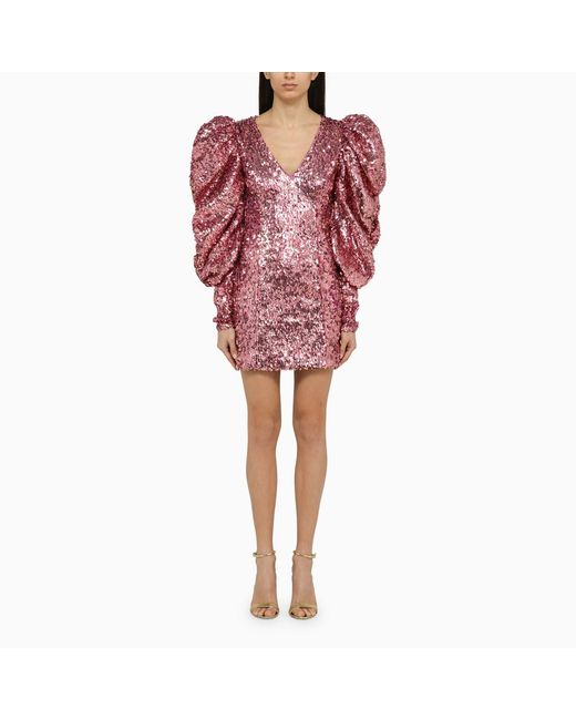 Rotate Birger Christensen Fuchsia recycled mini dress with sequins