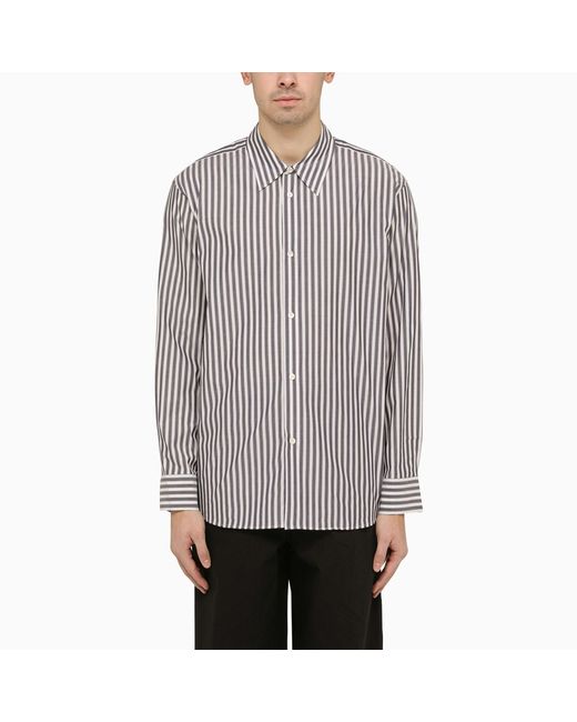 Studio Nicholson Navy and cream striped shirt