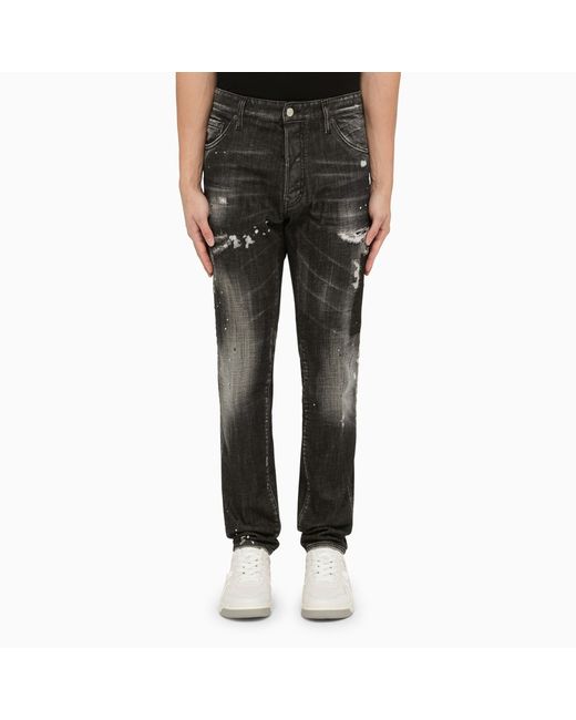 Dsquared2 washed denim regular jeans with wear