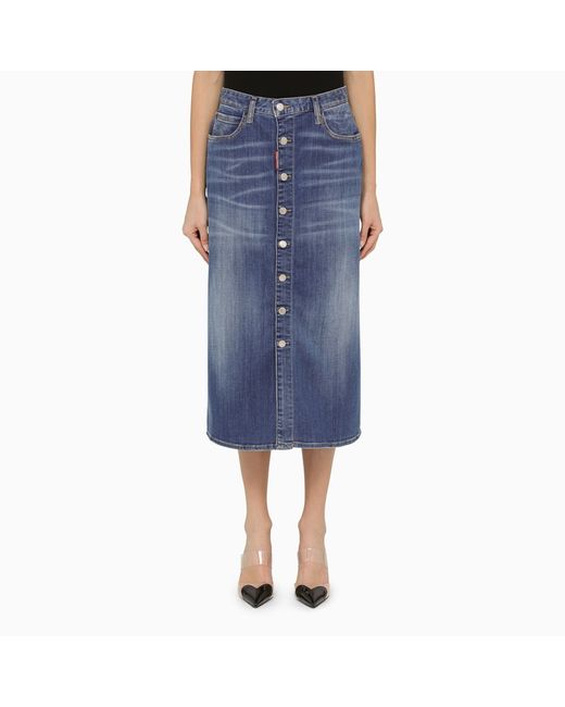 Dsquared2 Navy denim skirt with buttons