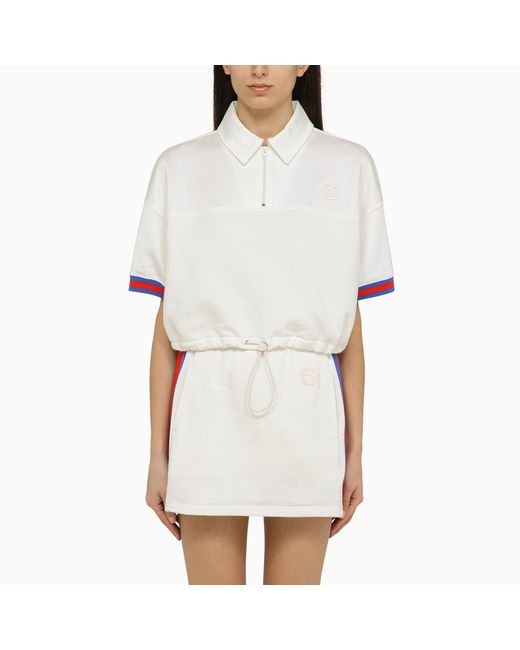 Gucci White polo shirt with web detail