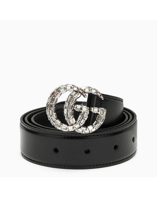 Gucci belt with double GG buckle crystals