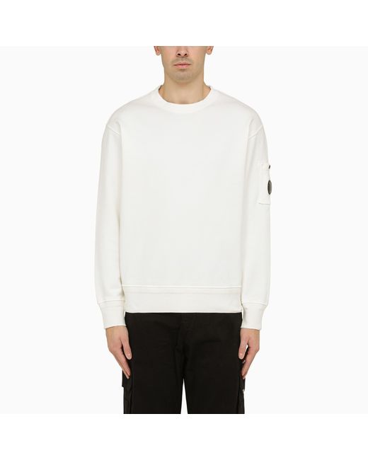 CP Company Gauze-coloured crewneck sweater with lens detail