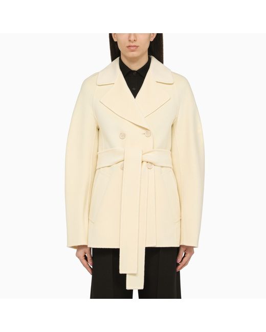 Sportmax Short double-breasted vanilla and cashmere coat