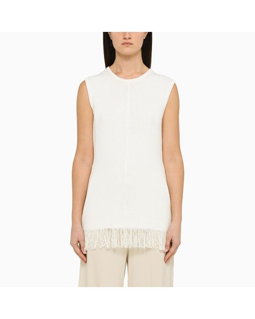 Loulou Studio Ivory top with fringes