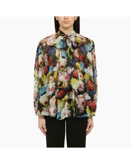 Dolce & Gabbana night flower print shirt