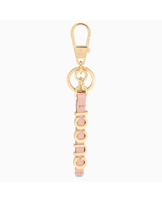 Gucci and gold leather keyring with logo