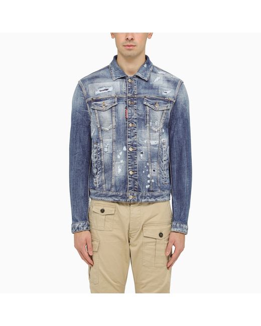 Dsquared2 Navy jeans jacket with tears