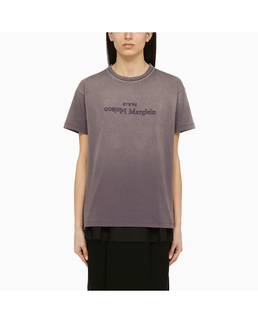 Maison Margiela Aubergine-coloured T-shirt with reverse logo