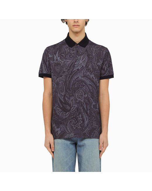 Etro short sleeved polo with Paisley print