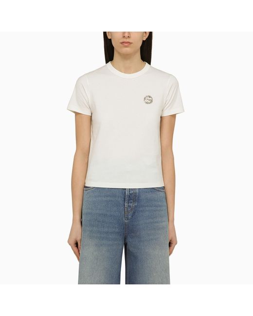 Gucci White crew-neck T-shirt with logo