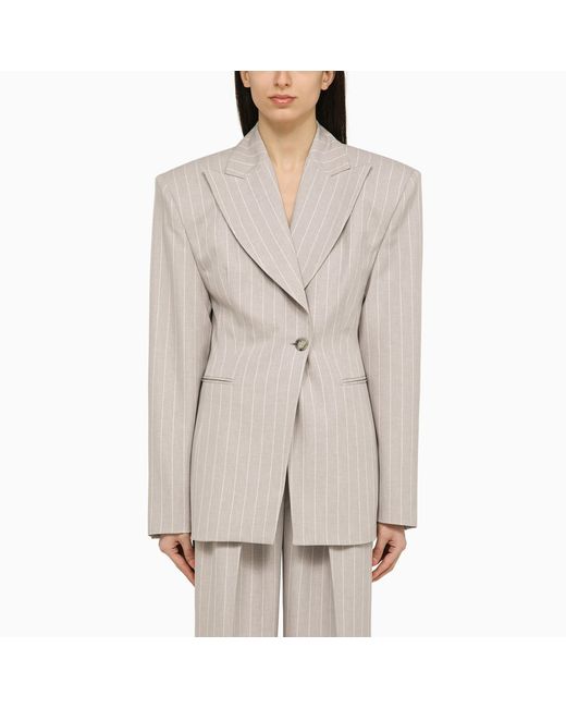 The Andamane Pearl grey pinstripe single-breasted jacket Ottavia