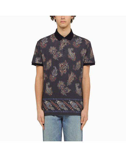 Etro short sleeved polo with Paisley print