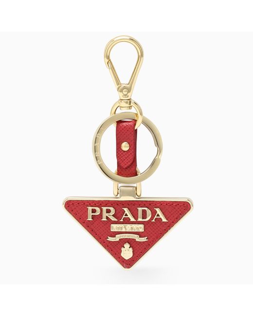 Prada logo triangle key case