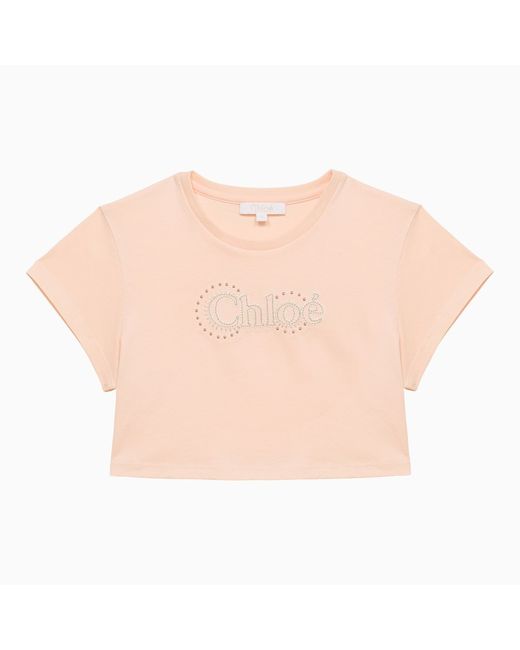 Chloé Pale cropped T-shirt with logo