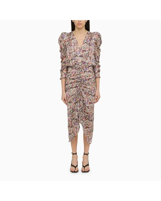 Isabel Marant Multicoloured silk blend midi dress with draping