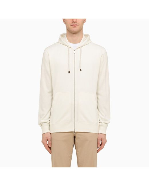 Brunello Cucinelli Ivory zipped hoodie