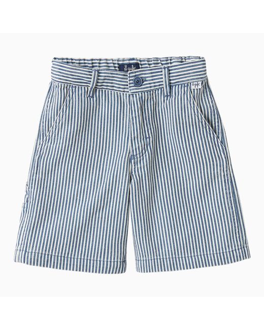 Il Gufo White striped and linen bermuda shorts