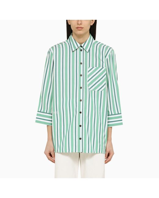 Ganni striped oversize shirt organic