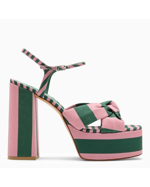 Castañer Green/pink high sandal with platform