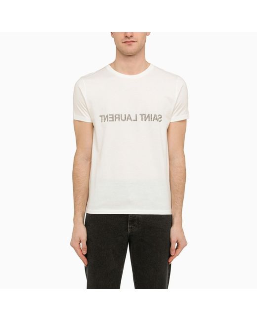 Saint Laurent Natural crew-neck T-shirt