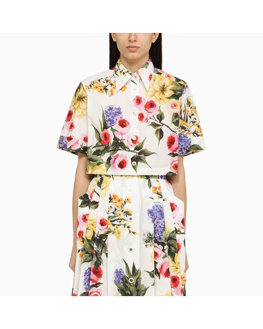 Dolce & Gabbana Garden print cropped shirt