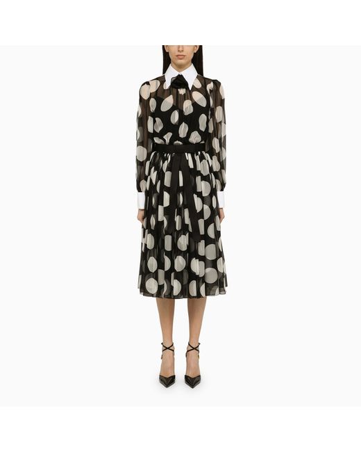 Dolce & Gabbana Longuette dress with polka dots chiffon