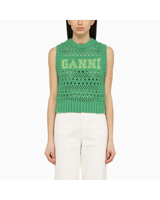 Ganni blend waistcoat with logo