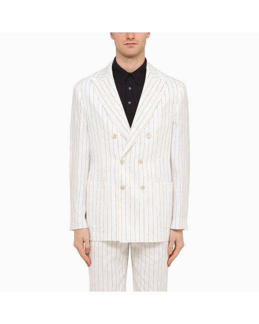 Brunello Cucinelli pinstripe double-breasted jacket